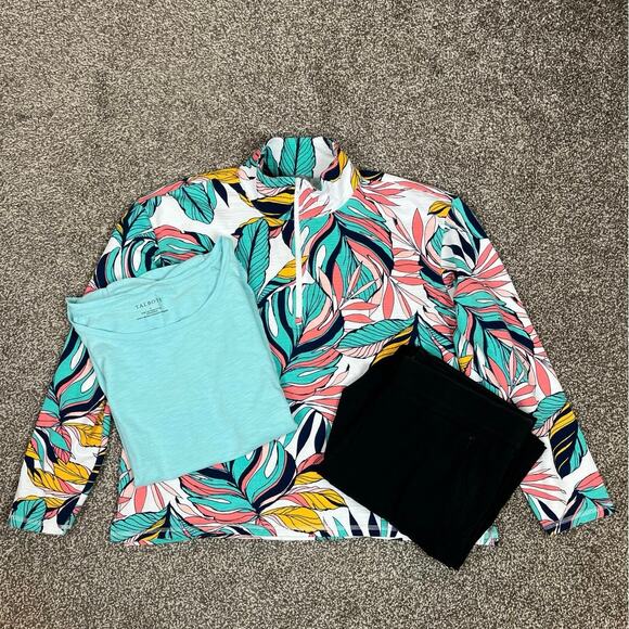 T by Talbots Tops - TALBOTS ACTIVEWEAR SET 3pc Womens Large Pullover Top Leggings Athleisure